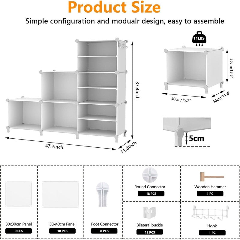 6 Cube Closet Organizer, Portable Storage Shelves for Clothes, White2