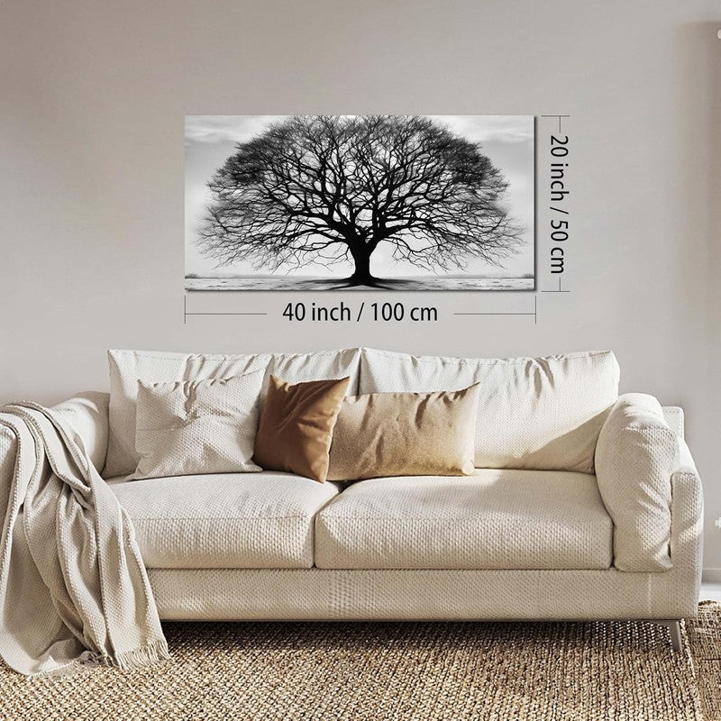Large Black and White Tree of Life Canvas Art for Modern Home Decor 20"x40"4
