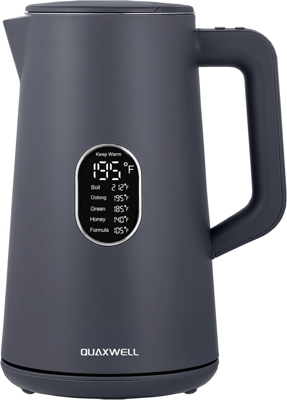Electric Kettle 1.5L Stainless Steel Double Wall 5 Keep Warm Gray BPA Free10