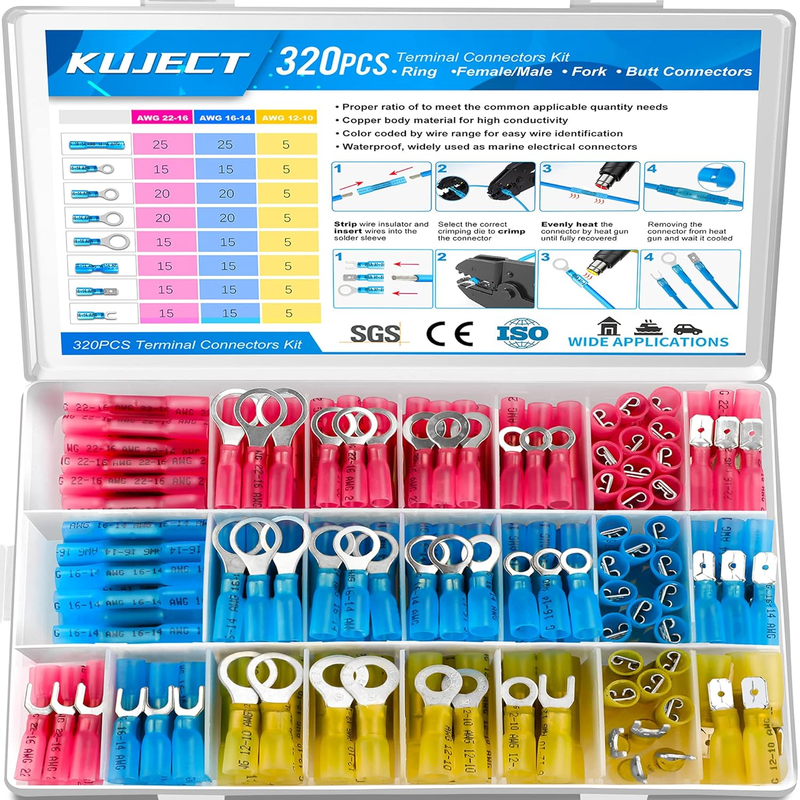 320PCS Waterproof Heat Shrink Wire Connector Kit for Automotive & Marine Use10