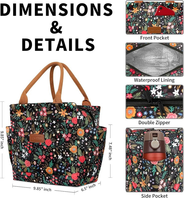 Insulated Lunch Bag for Women Men Large Reusable Cooler Tote w/ Bottle Holder1