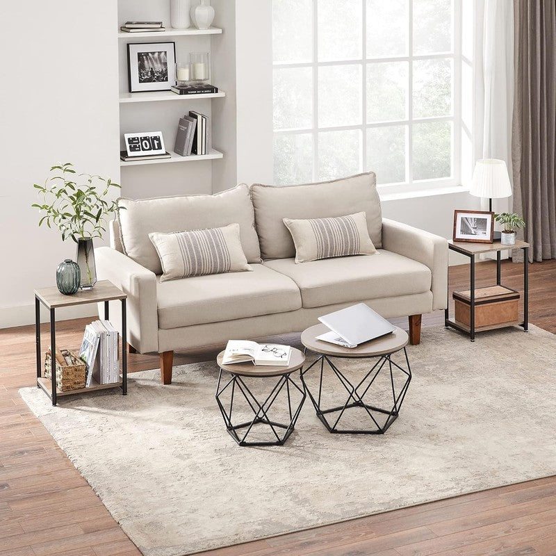 Set of 2 Side Tables Small End Tables Nightstand Living Room Bedroom Greige1