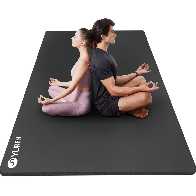 Large Yoga Exercise Mat 78"X51" 1/2" Thick NBR Foam Workout Mats, Black W/ Yoga0