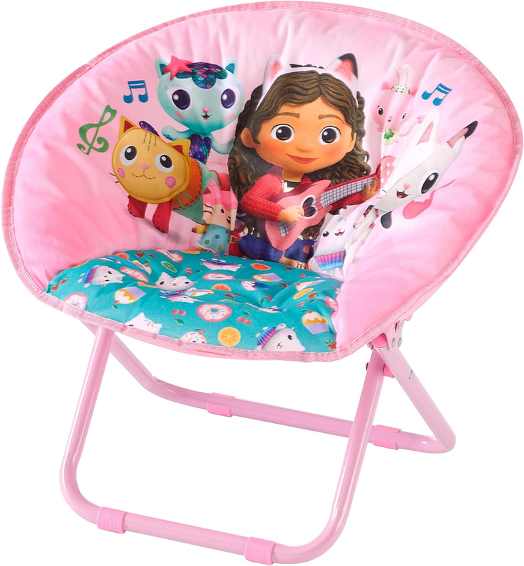 Gabbys Dollhouse 19” Toddler Saucer Chair Folding Kids Seat Cushion 3+9