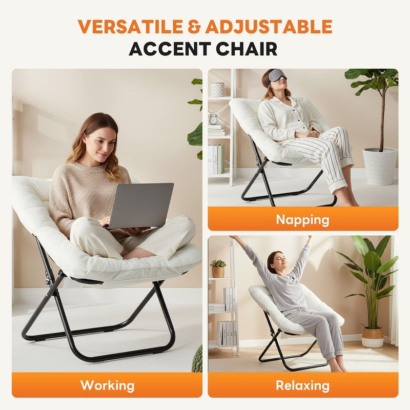 Comfy Chair for Adults, Soft Faux Fur Folding Lounge for Bedroom Living Room Dor2