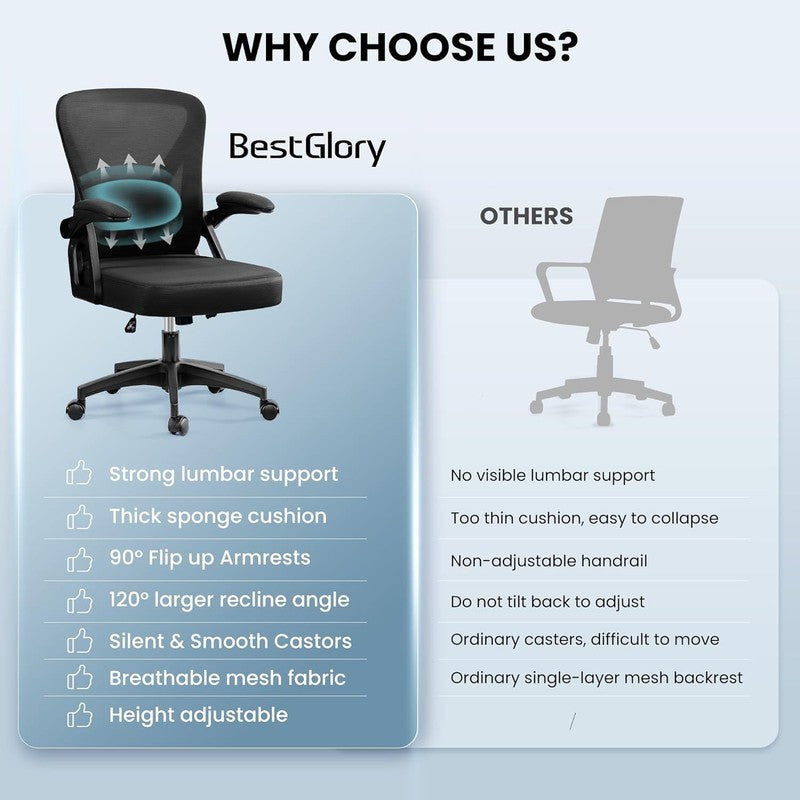 Ergonomic Mesh Office Chair with Adjustable Lumbar Support & Flip-Up Armrests6