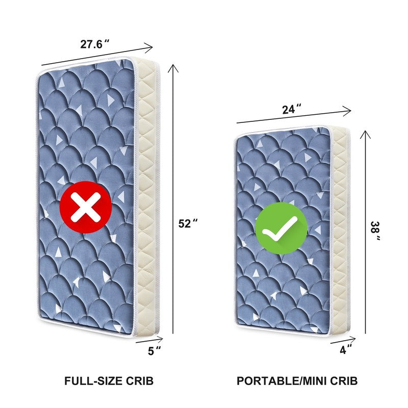 Premium Dual Sided Mini Crib Mattress 38x24x4 Foam Firm Fits Portable Cribs2