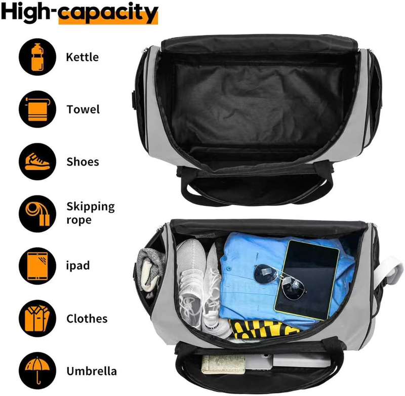 55L Heavy Duty Gym Duffle Bag for Men Gray Durable Travel Sports Grey3
