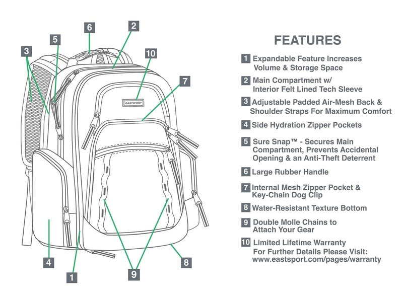 Unisex Diamond Expandable Recycled Backpack, Black1