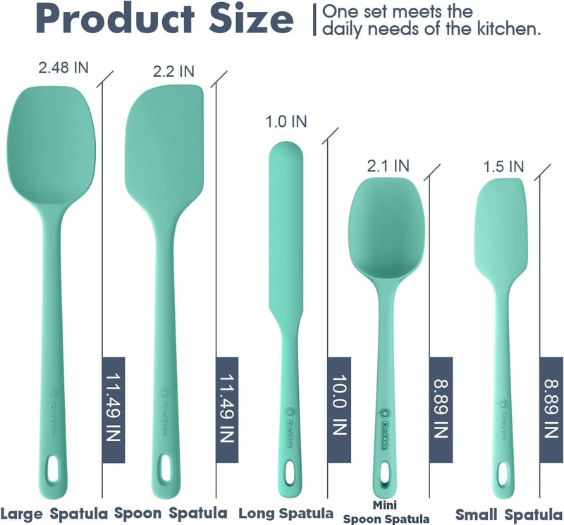 5 Piece Silicone Spatula Set Heat Resistant 600°F Nonstick Cookware1