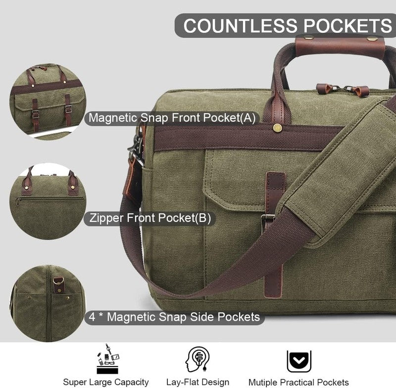 Waterproof Leather Canvas Duffle Bag Overnight Weekender Travel Bag Men Women3