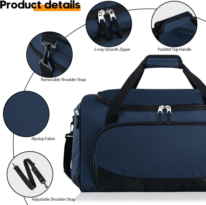 Gym Bag for Men 50L Navy Blue Duffel Travel Sports Workout Gear Bag3