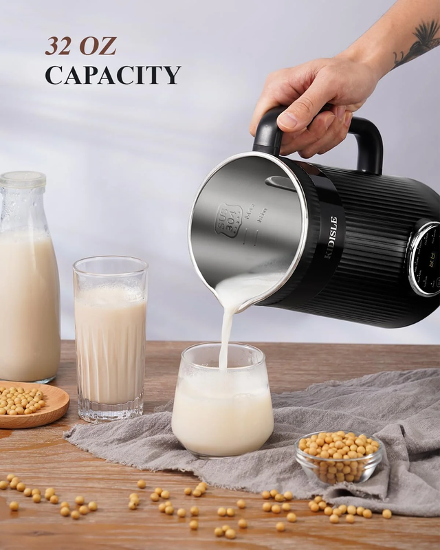 32oz Automatic Soy & Plant Milk Maker, Almond, Oat, Coconut, Non Dairy, Black5