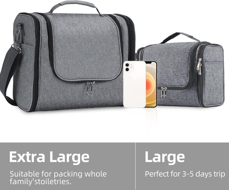 Extra Large Hanging Toiletry Bag Travel Dopp Kit Water-Resistant Oxford Gray5