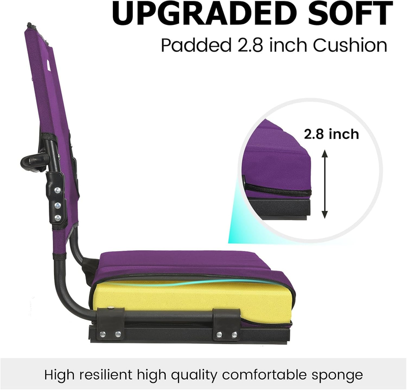 Portable Stadium Seat w/ Back Support Wide Thick Cushion Folding Chair3