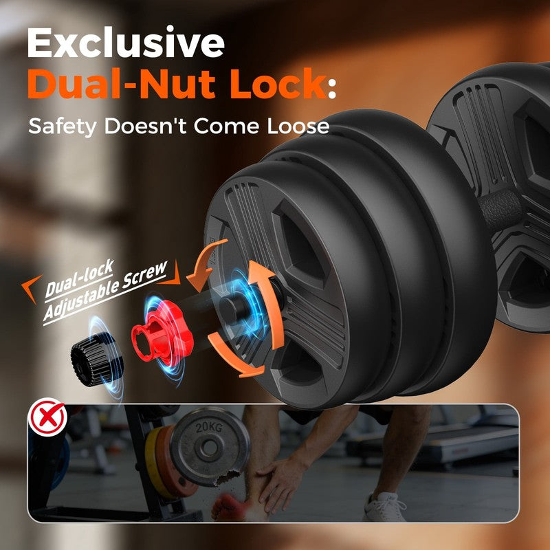 70Lbs Free Weight Set with Connector, 5 In1 Dumbbells Set Used as Barbell, Kettl5