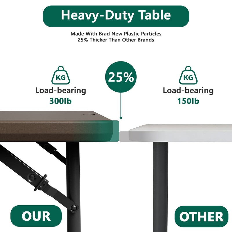 4FT Folding Table, Adjustable Height 23–29In, Heavy Duty Portable Table, Waterpr1