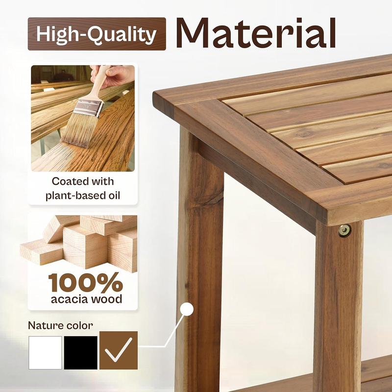 2-Tier Adirondack Side Table – Weather Resistant Wooden End Table, Rectangular R2
