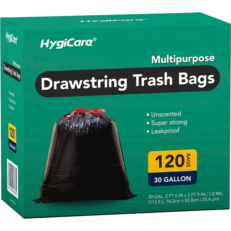 30 Gallon Drawstring Trash Bags, 120Ct, Super Strong, Leakproof, Unscented8