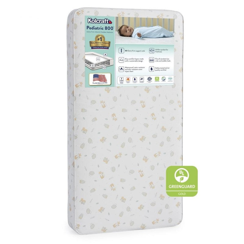Pediatric 800 Crib Toddler Mattress Extra Firm 80 Coil Waterproof Ecru0