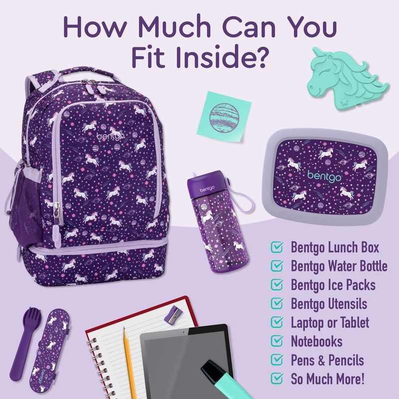Kids Prints Unicorn Backpack W/ Lunch Box Purple (BGBKPAK UNI)3