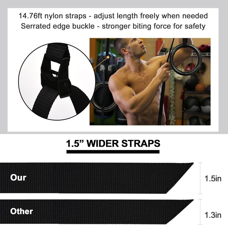 Gymnastic Rings 1100Lb Capacity, 14.76Ft Adjustable Straps, Non Slip Home Gym5