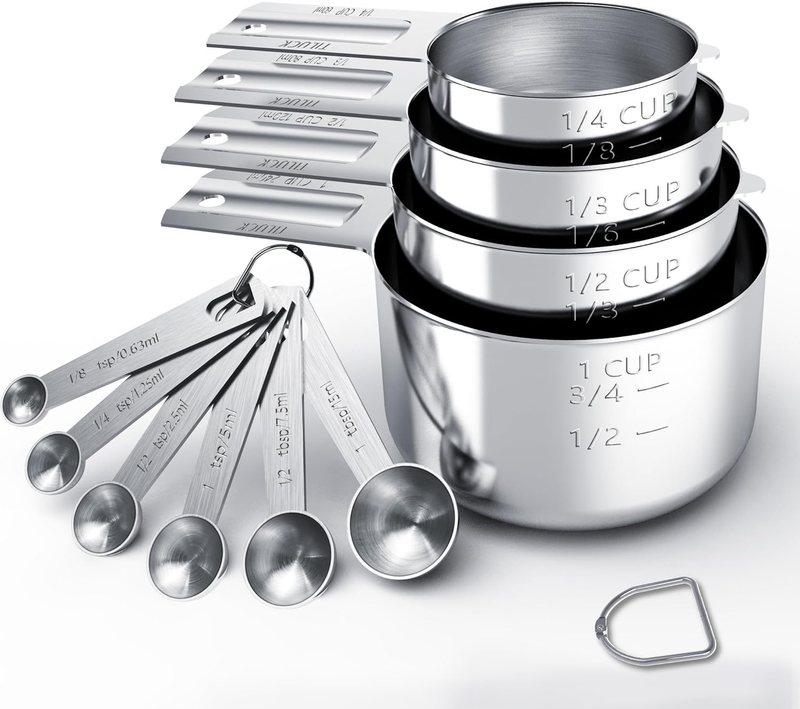 Stainless Steel Measuring Cups & Spoons Set, Cups and Spoons,Kitchen Gadgets for6