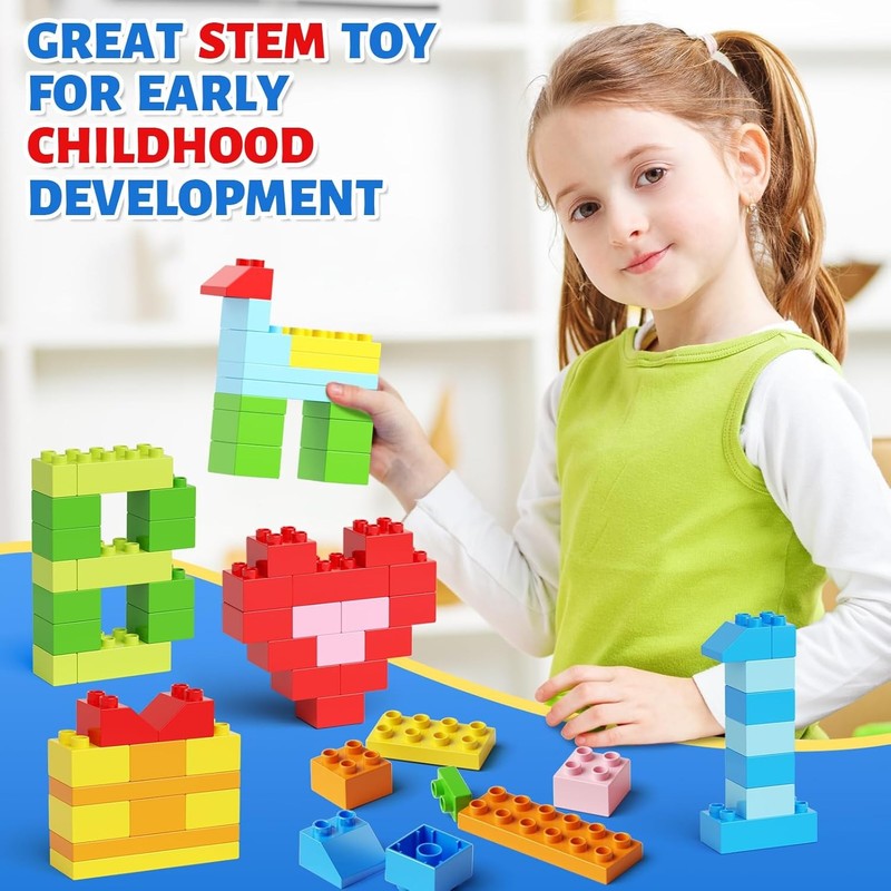 150PCS Jumbo Building Blocks STEM Educational Toy w Storage Box Ages 3+7