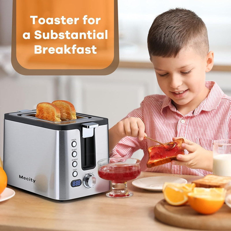2 Slice Stainless Steel Toaster - Timer, Bagel, Defrost, Warming Rack, 6 Shade5