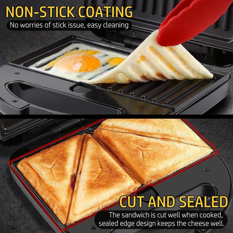 3 in 1 Sandwich Maker Panini Waffle Press Nonstick 750W Compact Black3