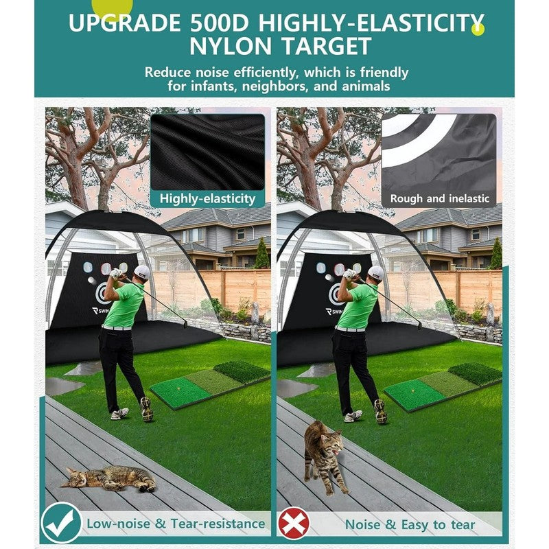 10X7Ft Golf Net for Home Swing Training with Mat, Target & Balls3