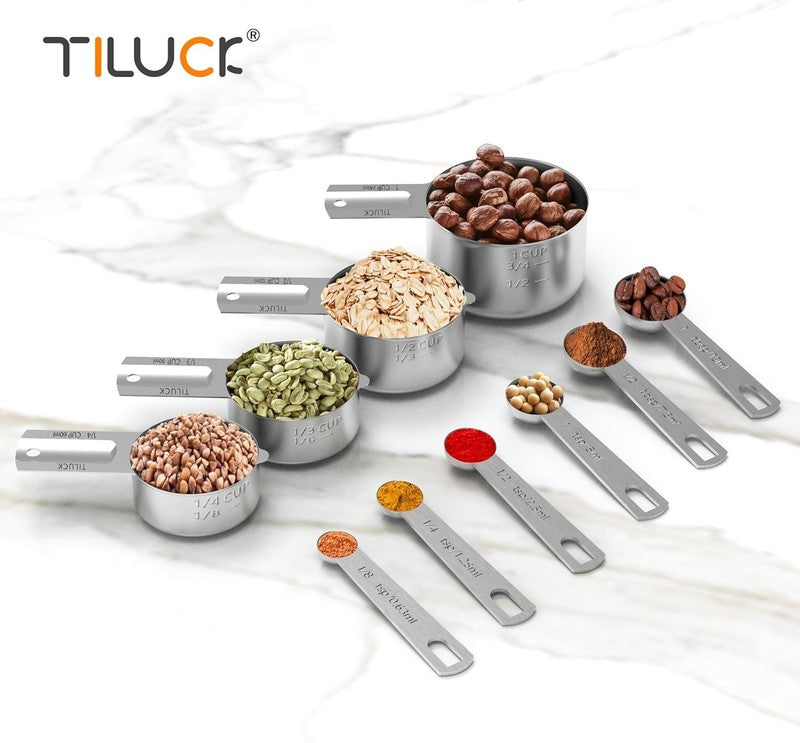 Stainless Steel Measuring Cups & Spoons Set, Cups and Spoons,Kitchen Gadgets for4