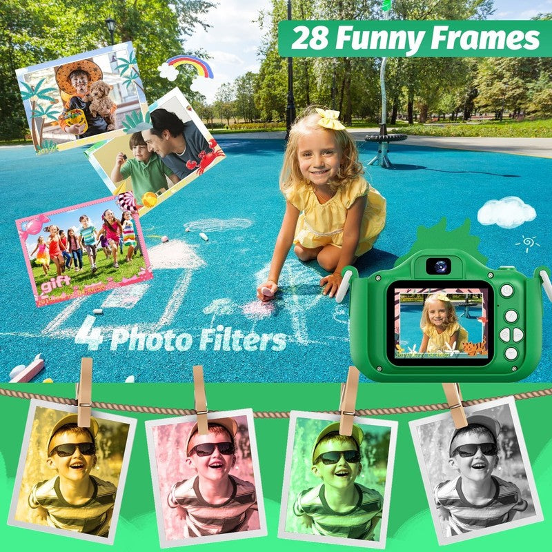 Kids Selfie Digital Camera Toy w/ Protective Cover 32GB SD Card Ages 3 93