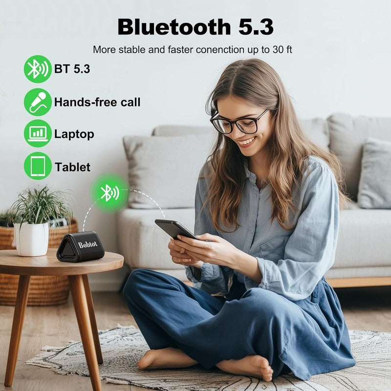 Portable Bluetooth Speaker, IPX7 Waterproof, 15H Playtime, TWS, Bass, Black4