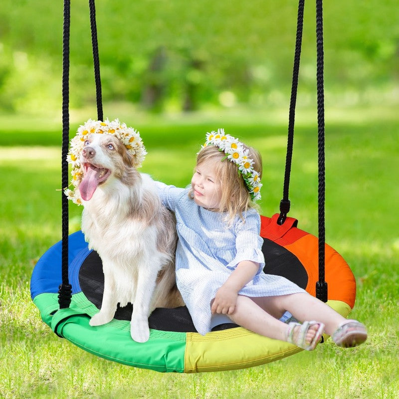 40" Saucer Tree Swing for Kids & Adults, Adjustable Rope Flying Seat Multi Color4