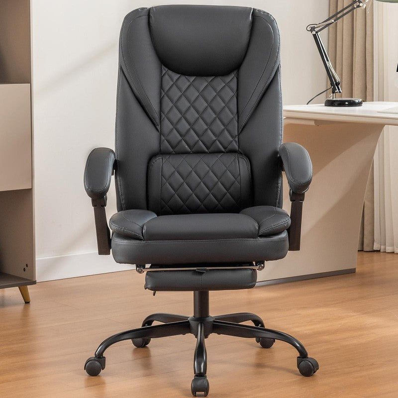 Executive Office Chair, Big and Tall Office Chair with Footrest Reclining Faux L9