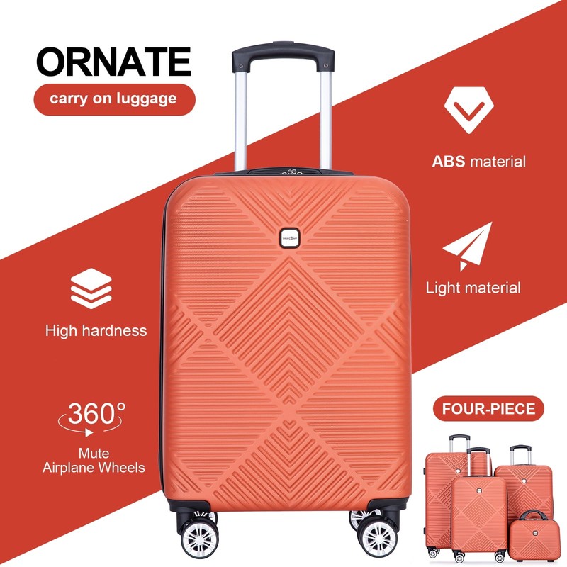 4 Piece Hardside Luggage Set with Spinner Wheels   Dark Orange Suitcases1