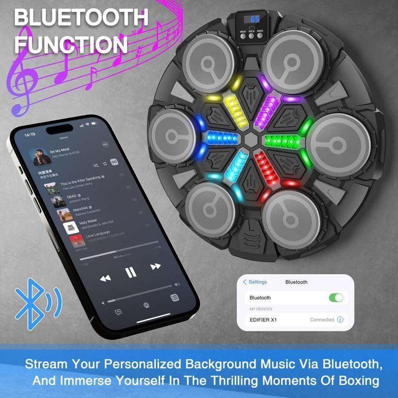 Wall Mounted Music Boxing Machine Bluetooth Punching Pad Kids Adults3