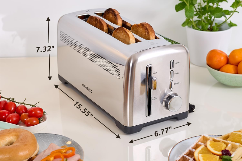 4 Slice Toaster Extra Long Slots Stainless Steel 9 Shade Settings4