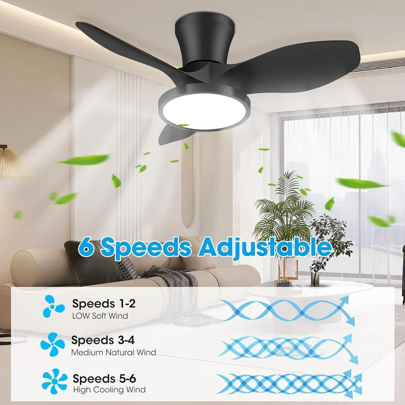 Quiet Ceiling Fan with LED Light DC Motor 32 Inch Large Air Volume Remote Contro5