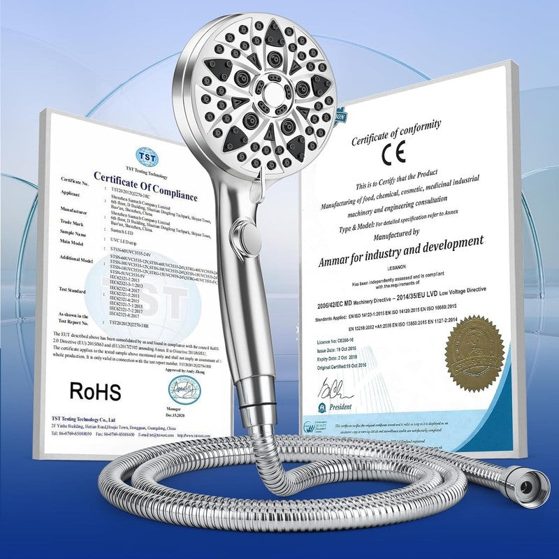 9 Mode High Pressure Handheld Shower Head w/ Hose Anti Clog & Power Wash4