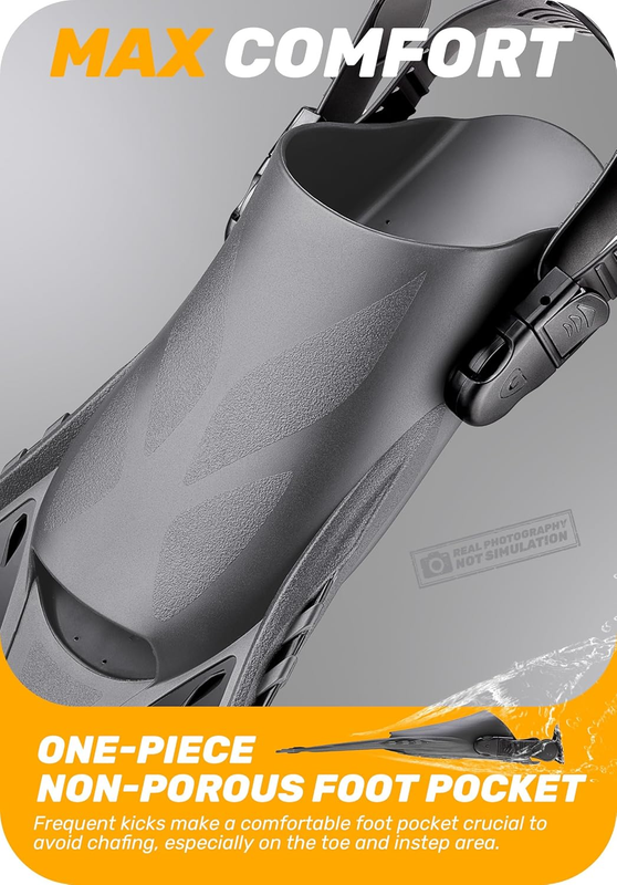 Travel Size Snorkel Fins Adjustable Open Heel Swim Fins for Diving Snorkeling5