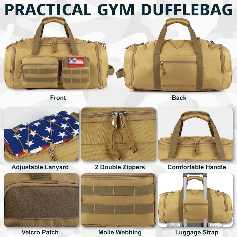 50L Sports Travel Duffle Bag Shoe Compartment Wet Pocket Overnight Bag5