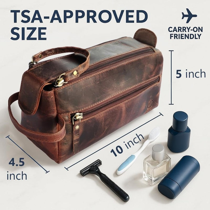 Leather Toiletry Bag Dopp Kit Travel Organizer Makeup Shaving Case1