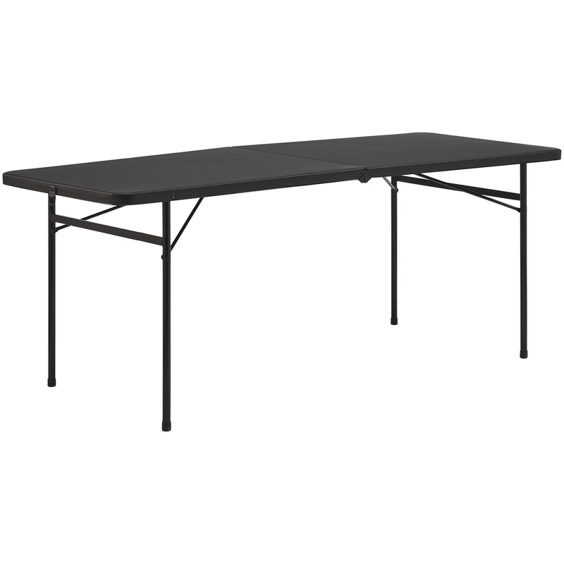 6 Foot Bi Fold Plastic Folding Table Black0