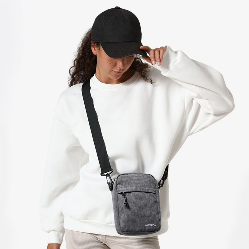 Unisex Small Hiking Travel Walking Nylon Cross Body Shoulder Bag,Gray5