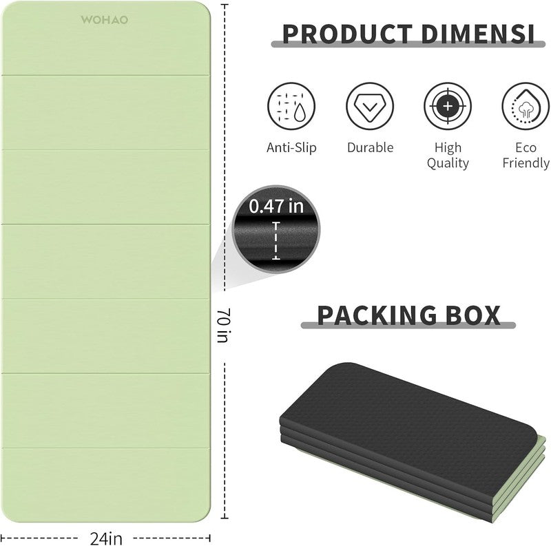 7 Fold Yoga Mat 70"X24"   1/2 Inch Thick Folding Exercise Mat, Compact Non Slip 0