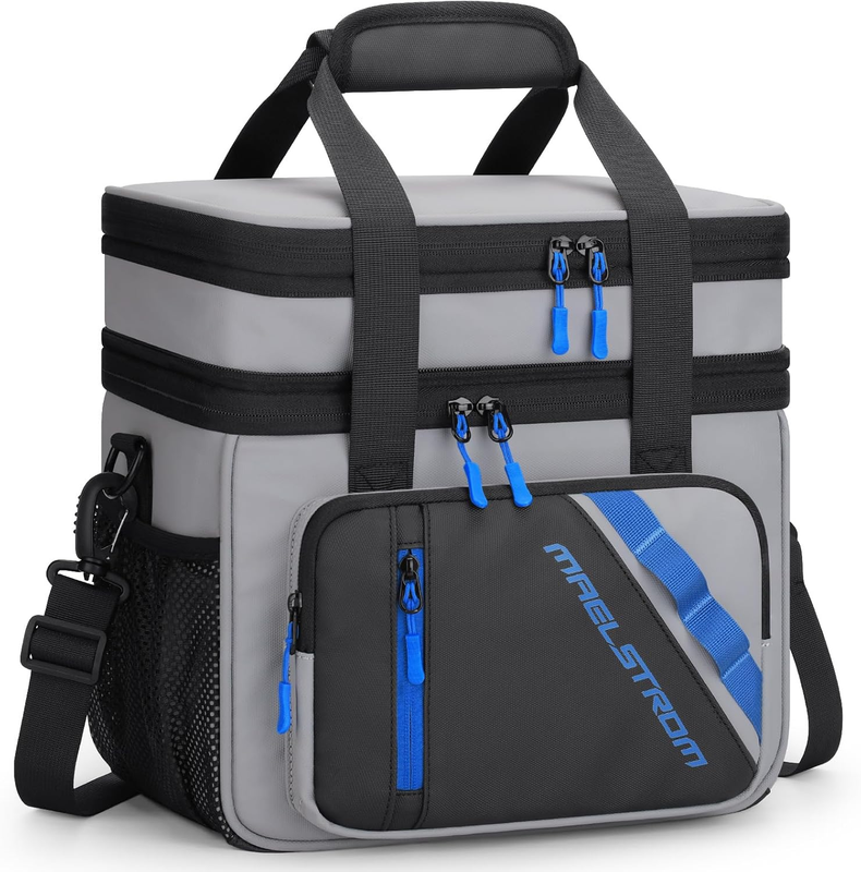 20L Expandable Double Deck Insulated Lunch Bag Grey Cooler0