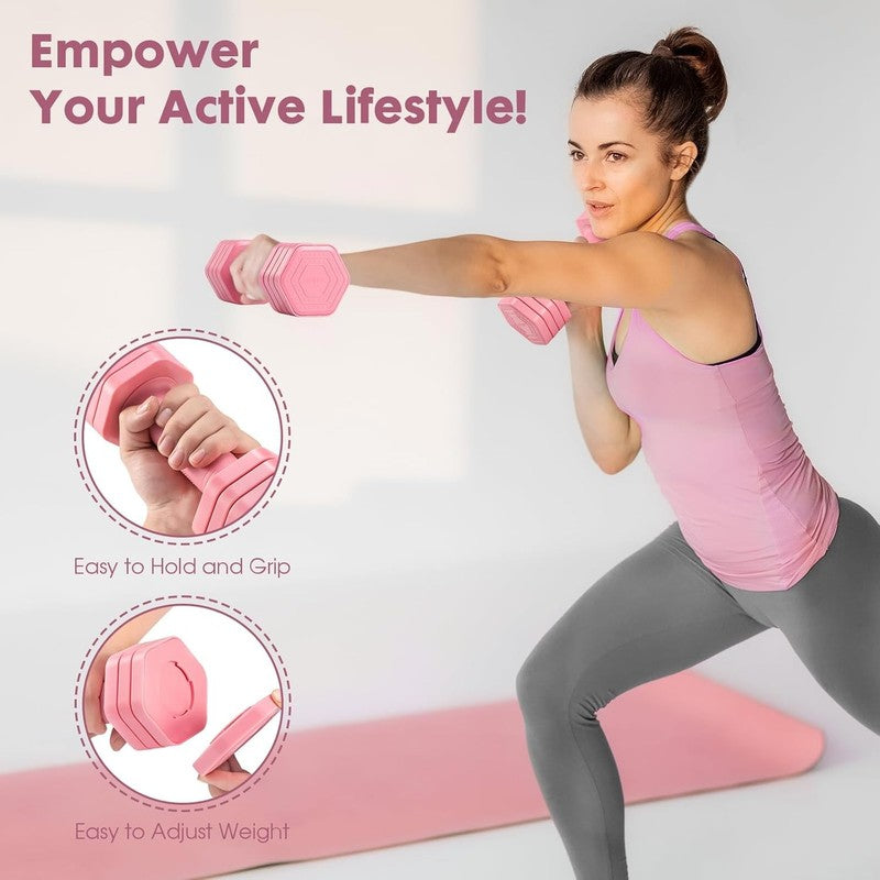 4-in-1 Adjustable Dumbbells 2-5lb TPU Handle Home Gym Weights Women Pink2