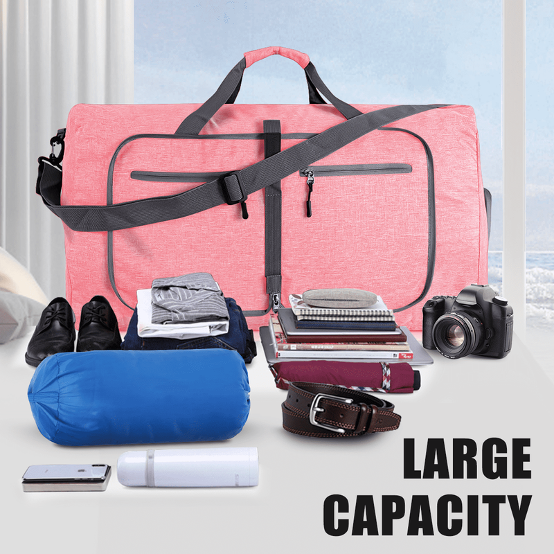 65L Foldable Duffel Bag Women, 24" Travel Bag with Shoes Compartment, Weekender3